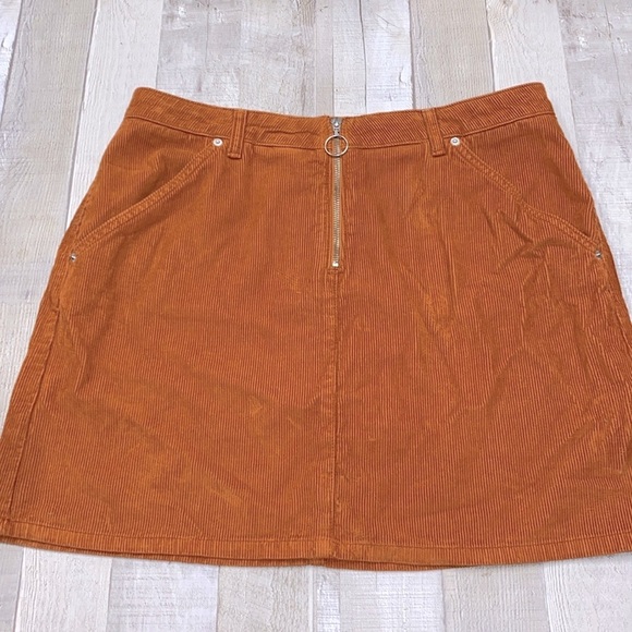 Topshop MOTO burnt orange corduroy boho skirt size 12 - Picture 1 of 6